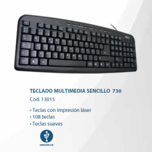 TECLADO MULTIMEDIA SENCILLO 730